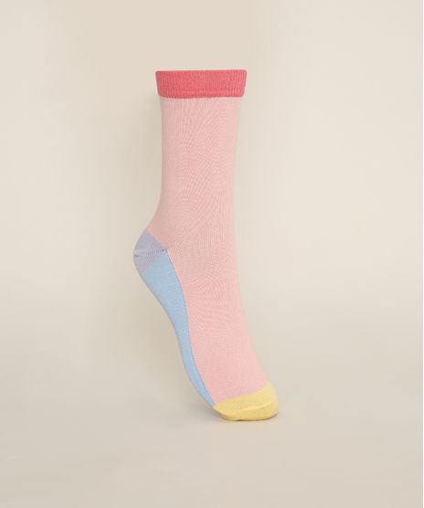 Meia-Feminina-Cano-Alto-Color-Blocking-Rosa-9973268-Rosa_1
