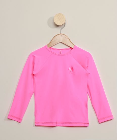 Blusa-de-Praia-Infantil--Mermaid--Manga-Longa-com-Protecao-UV50--Rosa-Neon-9965847-Rosa_Neon_1