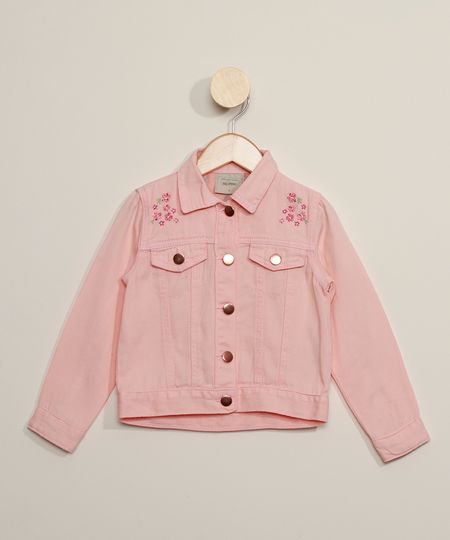 Jaqueta-de-Sarja-Infantil-com-Bordado-Floral-e-Bolsos-Rosa-9966931-Rosa_1