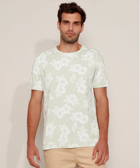 Camiseta-Masculina-Estampada-Floral-Manga-Curta-Gola-Careca-Verde-Claro-9967010-Verde_Claro_1