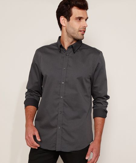 Camisa-Social-Masculina-Comfort-Maquinetada-Estampada-Mini-Print-Manga-Longa-Chumbo-9911661-Chumbo_1 Camisa-Social-Masculina-Comfort-Maquinetada-Estampada-Mini-Print-Manga-Longa-Chumbo-9911661-Chumbo_1