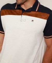 Polo-de-Piquet-Masculina-Tradicional-com-Recorte-em-Suede-Manga-Curta-Off-White-9968213-Off_White_2