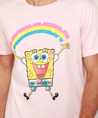 Camiseta-Masculina-Bob-Esponja-Arco-Iris-Manga-Curta-Gola-Careca-Rosa-Claro-9974305-Rosa_Claro_2