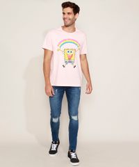 Camiseta-Masculina-Bob-Esponja-Arco-Iris-Manga-Curta-Gola-Careca-Rosa-Claro-9974305-Rosa_Claro_3