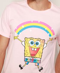 Camiseta-Masculina-Bob-Esponja-Arco-Iris-Manga-Curta-Gola-Careca-Rosa-Claro-9974305-Rosa_Claro_6