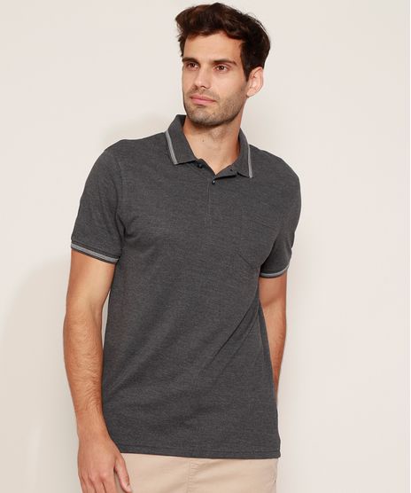 Polo-de-Piquet-Masculina-Basica-Comfort-com-Bolso-Manga-Curta-Cinza-Mescla-Escuro-1-9728137-Cinza_Mescla_Escuro_1_1