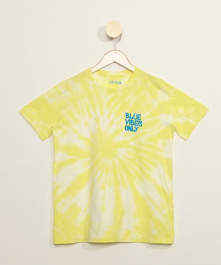 Camiseta-Juvenil--Blue-Vibes-Only--Estampada-Tie-Dye-Manga-Curta-Amarela-Neon-9969465-Amarelo_Neon_1