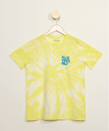 Camiseta-Juvenil--Blue-Vibes-Only--Estampada-Tie-Dye-Manga-Curta-Amarela-Neon-9969465-Amarelo_Neon_1