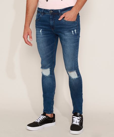 Calca-Jeans-Masculina-Super-Skinny-Destroyed-Azul-Escuro-9967890-Azul_Escuro_1