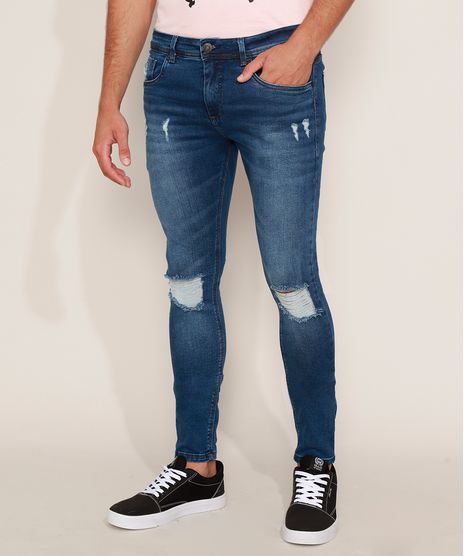 Calca-Jeans-Masculina-Super-Skinny-Destroyed-Azul-Escuro-9967890-Azul_Escuro_1