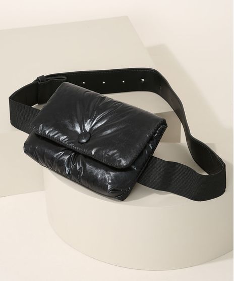 Pochete-de-Nylon-Feminina-Metalizada-Preta-9915795-Preto_1