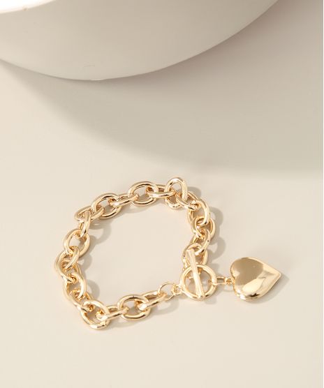 Pulseira-Feminina-de-Corrente-com-Pingente-de-Coracao-Dourada-9963588-Dourado_1