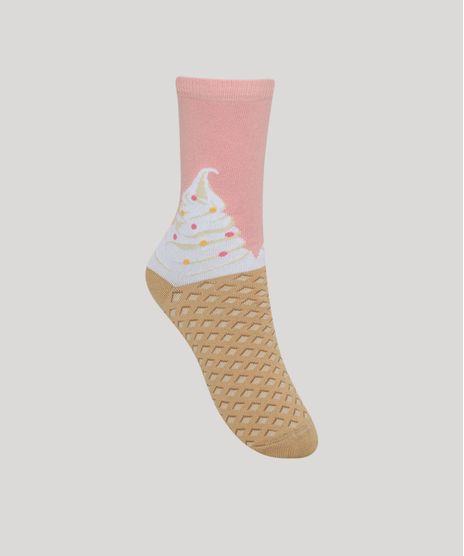 Meia-Feminina-Estampada-Sorvete-Cano-Alto-Rosa-9973176-Rosa_1
