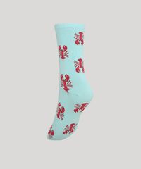 Meia-Feminina-Estampada-Lagostas-Cano-Alto-Azul-Claro-9973174-Azul_Claro_2
