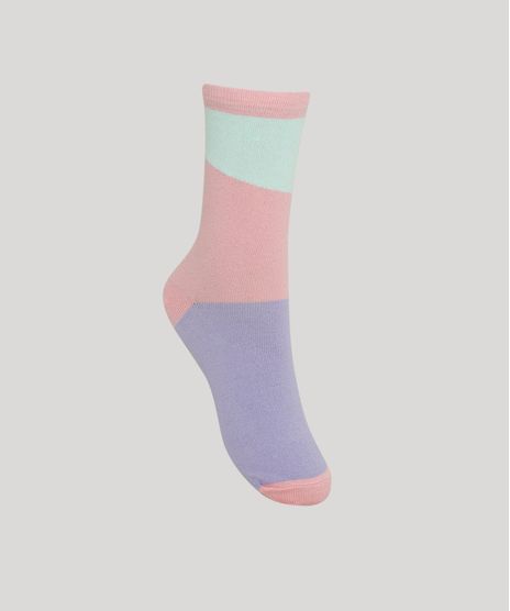 Meia-Feminina-Color-Blocking-Cano-Alto-Rosa-9973175-Rosa_1