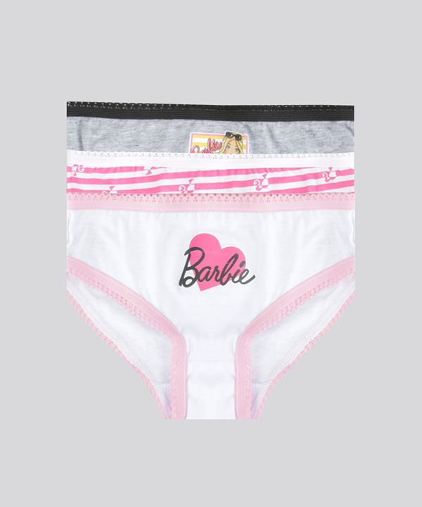 Kit de 3 Calcinhas Barbie Multicor 10