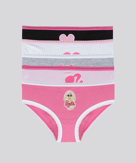 Kit-de-5-Calcinhas-Barbie-Multicor-8750808-Multicor_1 Kit-de-5-Calcinhas-Barbie-Multicor-8750808-Multicor_1
