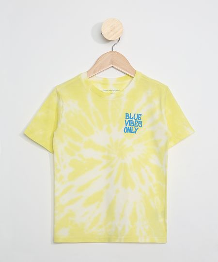 Camiseta-Infantil-Estampada-Tie-Dye--Blue-Vibes-Only--Manga-Curta-Amarela-9969464-Amarelo_1