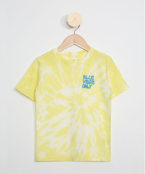 Camiseta-Infantil-Estampada-Tie-Dye--Blue-Vibes-Only--Manga-Curta-Amarela-9969464-Amarelo_1