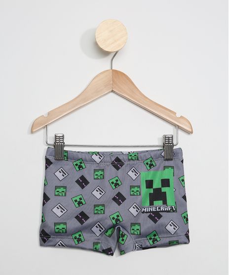 Sunga-Infantil-Boxer-Estampada-Minecraft-com-Protecao-UV50--Cinza-9966224-Cinza_1