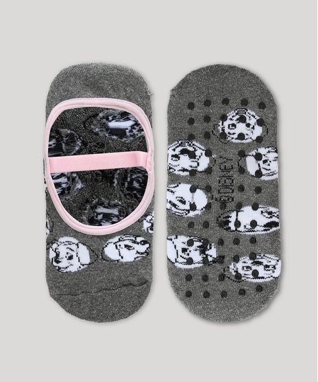 Meia-Feminina-Sapatilha-101-Dalmatas-com-Antiderrapante-Cinza-Mescla-9971621-Cinza_Mescla_1