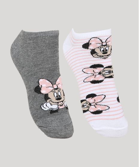 Kit-de-2-Meias-Femininas-Minnie-Cano-Baixo-Multicor-9973654-Multicor_1