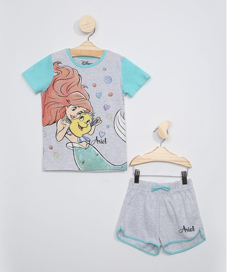 Pijama-Infantil-Ariel-com-Glitter-Manga-Curta-Cinza-Mescla-9966423-Cinza_Mescla_1