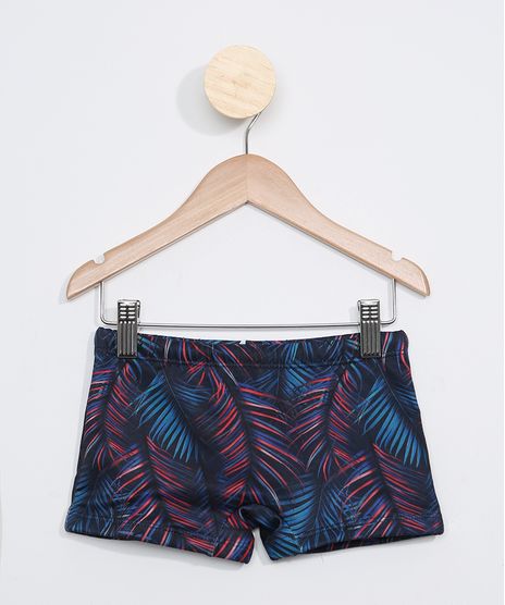 Sunga-Infantil-Boxer-Estampada-Folhagem-com-Protecao-UV50--Azul-9973903-Azul_1