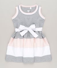 Vestido-com-Recortes-e-Laco-em-algodao---sustentavel-Cinza-Mescla-8714118-Cinza_Mescla_1