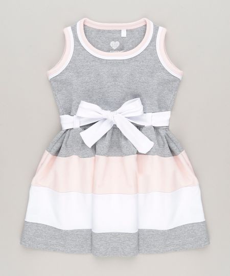 Vestido-com-Recortes-e-Laco-em-algodao---sustentavel-Cinza-Mescla-8714118-Cinza_Mescla_1