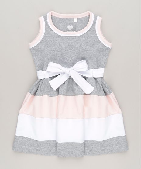 Vestido-com-Recortes-e-Laco-em-algodao---sustentavel-Cinza-Mescla-8714118-Cinza_Mescla_1