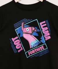 Camiseta-Juvenil-Fortnite-Lhama-Manga-Curta-Preta-9984376-Preto_2