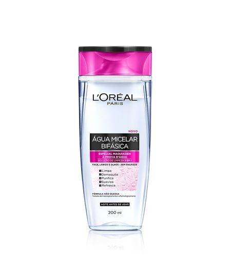 Água Micelar Bifásica Especial Maquiagem à Prova D'Água 200ml Menor preço em Água Micelar Bifásica Especial Maquiagem à Prova D'Água 200ml