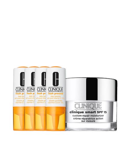 Kit Facial Clinique Fresh Pressed Vitamina C + Hidratante para pele oleosa Smart Custom Repair Menor preço em Kit Facial Clinique Fresh Pressed Vitamina C + Hidratante para pele oleosa Smart Custom Repair