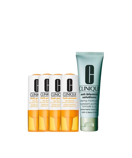 Kit Facial Clinique Fresh Pressed Vitamina C + Hidratante Anti-Acne Antiblemish All Over Clearing Menor preço em Kit Facial Clinique Fresh Pressed Vitamina C + Hidratante Anti-Acne Antiblemish All Over Clearing
