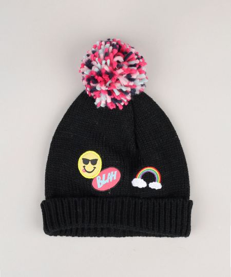 Gorro-em-trico-com-Bordado-e-Patchs-Preto-8867641-Preto_1 Gorro-em-trico-com-Bordado-e-Patchs-Preto-8867641-Preto_1