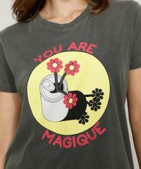 T-Shirt-Feminina-Mindset-Lata-com-Flores--You-Are-Magique--Manga-Curta-Decote-Redondo-Chumbo-9984155-Chumbo_2