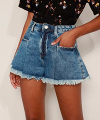 Short-Jeans-Feminino-Gode-Cintura-Alta-com-Pence-Barra-Desfiada-Azul-Escuro-9974818-Azul_Escuro_1