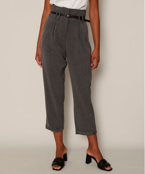 Calca-Feminina-Clochard-Cintura-Super-Alta-Alfaiatada-com-Cinto-Cinza-Mescla-Escuro-9899884-Cinza_Mescla_Escuro_1