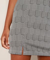 Saia-de-Jacquard-Feminina-Curta-Estampada-Xadrez-com-Fenda-Cinza-Mescla-9983843-Cinza_Mescla_4