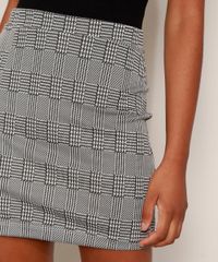 Saia-de-Jacquard-Feminina-Curta-Estampada-Xadrez-com-Fenda-Cinza-Mescla-9983843-Cinza_Mescla_5