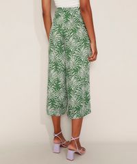Calca-Feminina-Pantacourt-Cintura-Super-Alta-Estampada-de-Folhagem-com-Botoes-e-Bolsos-Verde-9974354-Verde_2