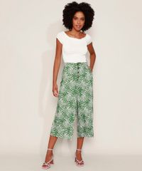 Calca-Feminina-Pantacourt-Cintura-Super-Alta-Estampada-de-Folhagem-com-Botoes-e-Bolsos-Verde-9974354-Verde_3