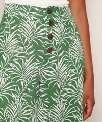 Calca-Feminina-Pantacourt-Cintura-Super-Alta-Estampada-de-Folhagem-com-Botoes-e-Bolsos-Verde-9974354-Verde_4