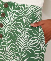 Calca-Feminina-Pantacourt-Cintura-Super-Alta-Estampada-de-Folhagem-com-Botoes-e-Bolsos-Verde-9974354-Verde_5
