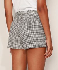 Short-de-Sarja-Feminino-Clochard-Cintura-Media-Estampado-Xadrez-Vichy-com-Faixa-para-Amarrar-Preto-9977072-Preto_2