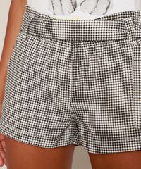 Short-de-Sarja-Feminino-Clochard-Cintura-Media-Estampado-Xadrez-Vichy-com-Faixa-para-Amarrar-Preto-9977072-Preto_5