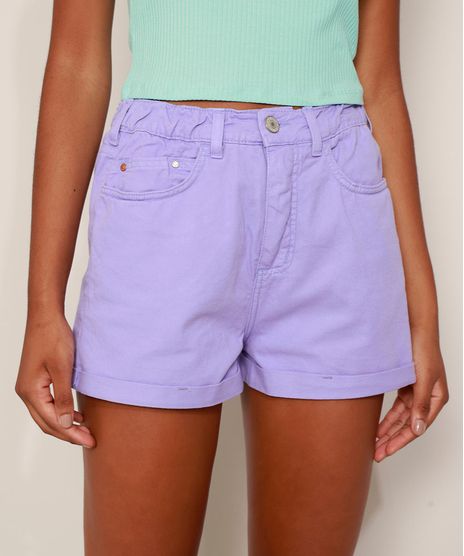 Short-de-Sarja-Feminino-Mom-Cintura-Alta-com-Barra-Dobrada-Roxo-9977087-Roxo_1