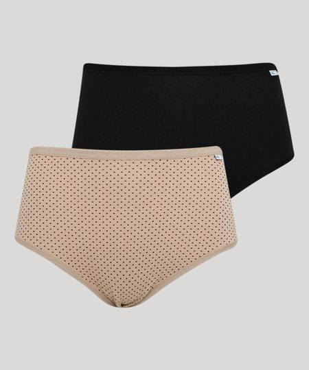 Kit de 2 Calcinhas de Algodão Delcotton Caleçon Cintura Alta com Estampa de Poá Multicor Menor preço em Kit de 2 Calcinhas de Algodão Delcotton Caleçon Cintura Alta com Estampa de Poá Multicor