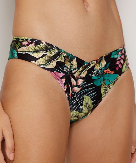 Biquini-Calcinha-Transpassado-Estampado-Floral-Tropical-com-Protecao-UV50--Preto-9973709-Preto_1